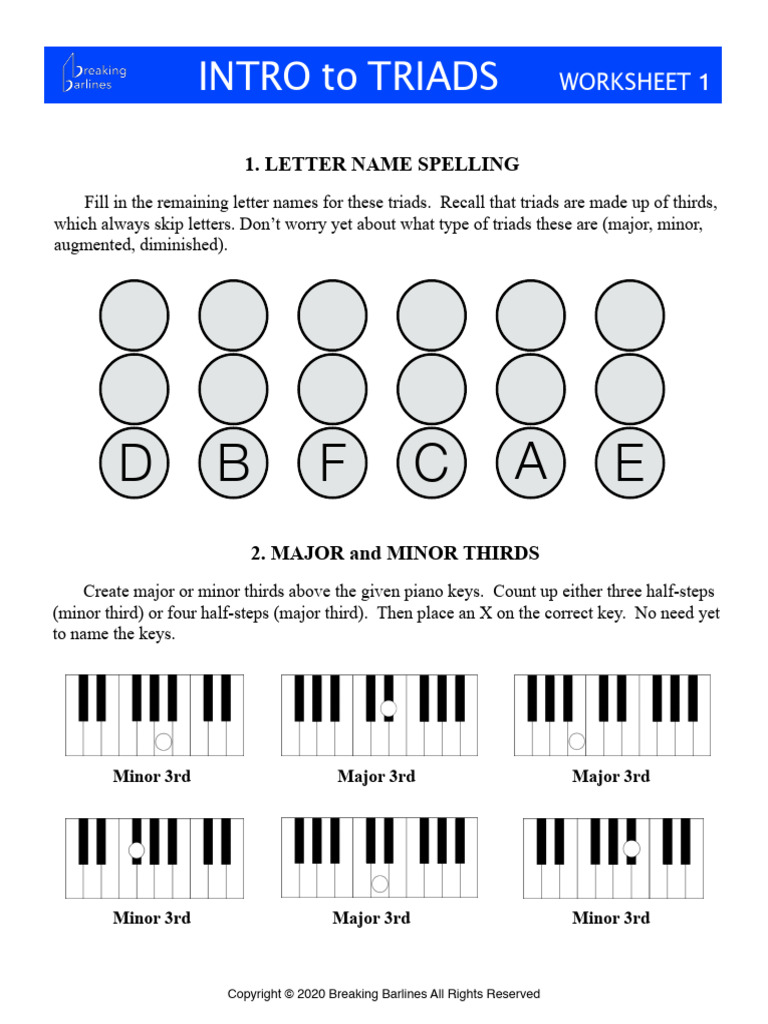 Triad Worksheets for Music Theory | PDF | Chord (Music) | Musicology