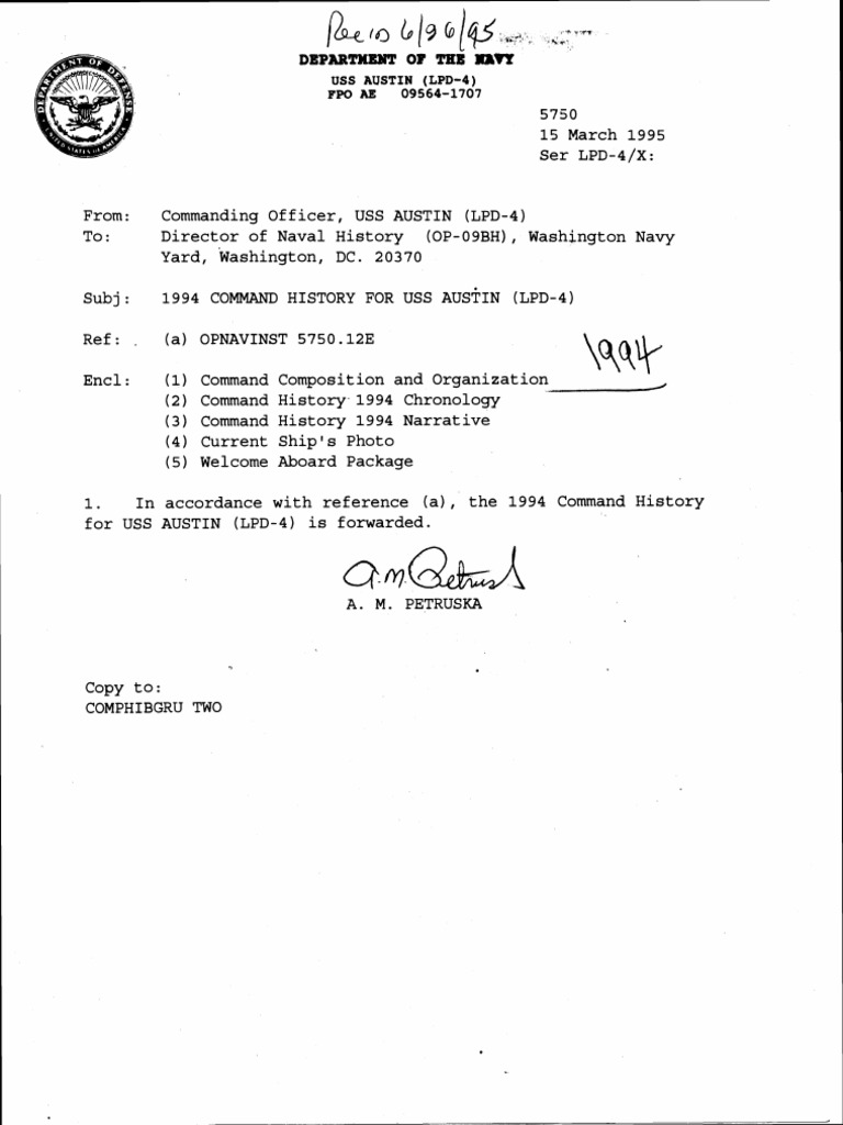 USS Austin (LPD-4) 1994 Command History | PDF | Amphibious Warfare ...