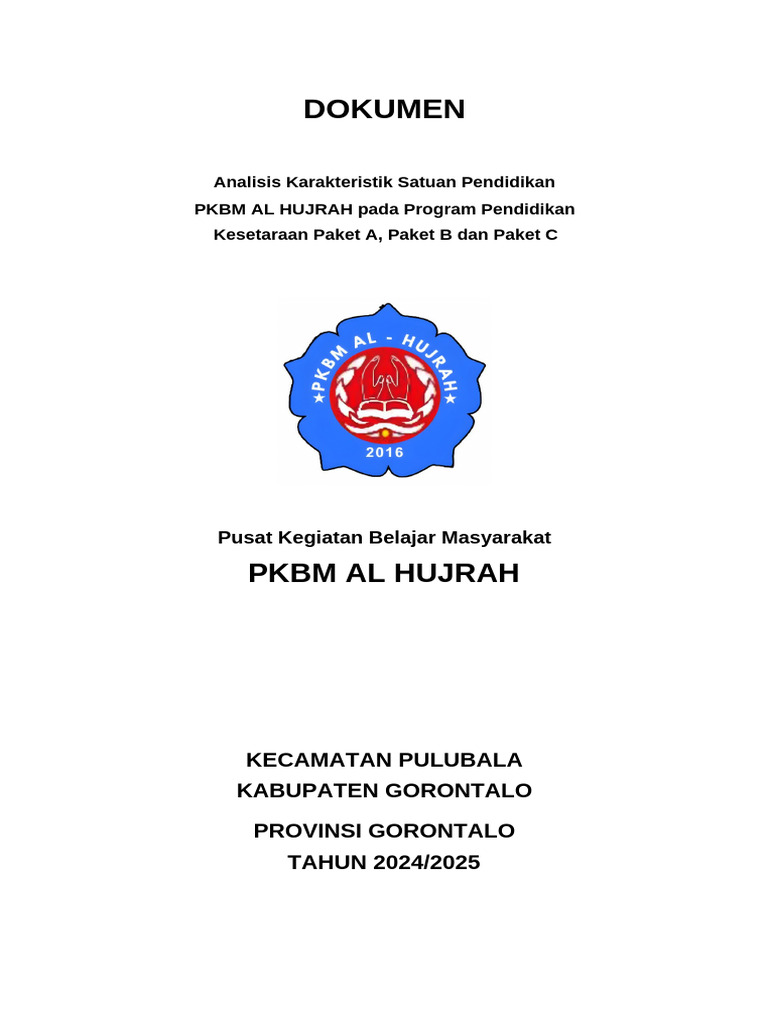 Analisis PKBM AL HUJRAH untuk Pendidikan Kesetaraan | PDF