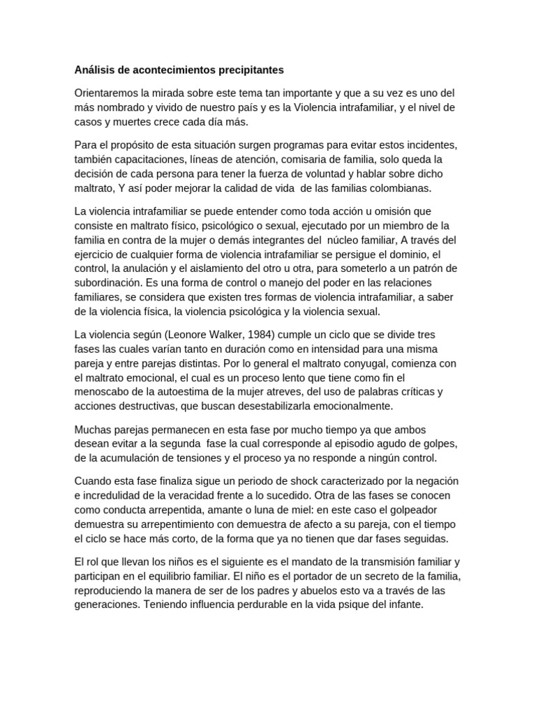 ,.-Trabajo Grupal Análisis de Acontecimientos Precipitantes. | PDF ...