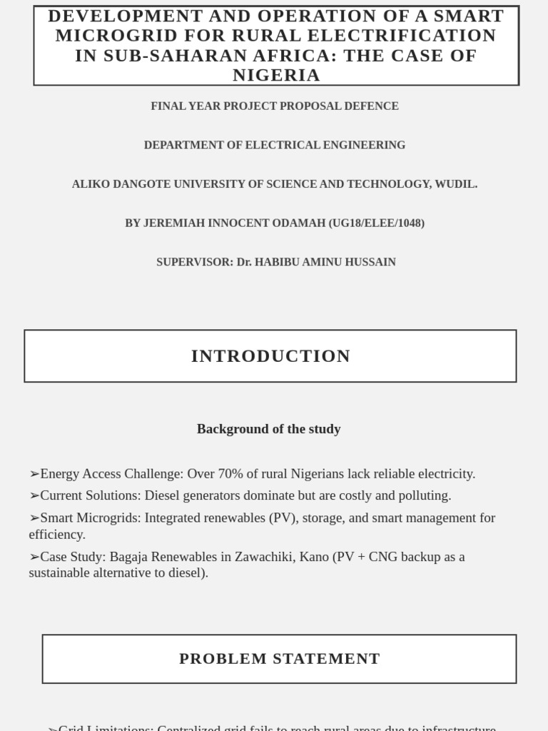 Proposal Smart Micro Grid (Ug18-Elee-1048) | PDF | Photovoltaics ...