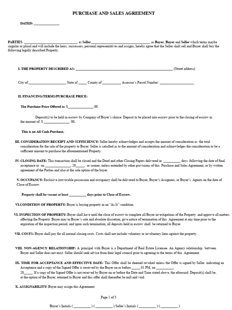 Blank Purchase Agreement Template | PDF | Legal Remedy | Breach Of Contract