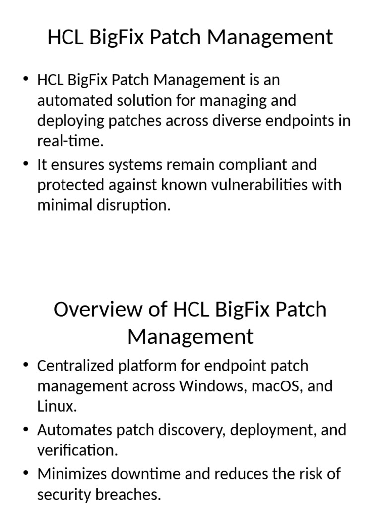 HCL BigFix Patch Management Presentation | PDF