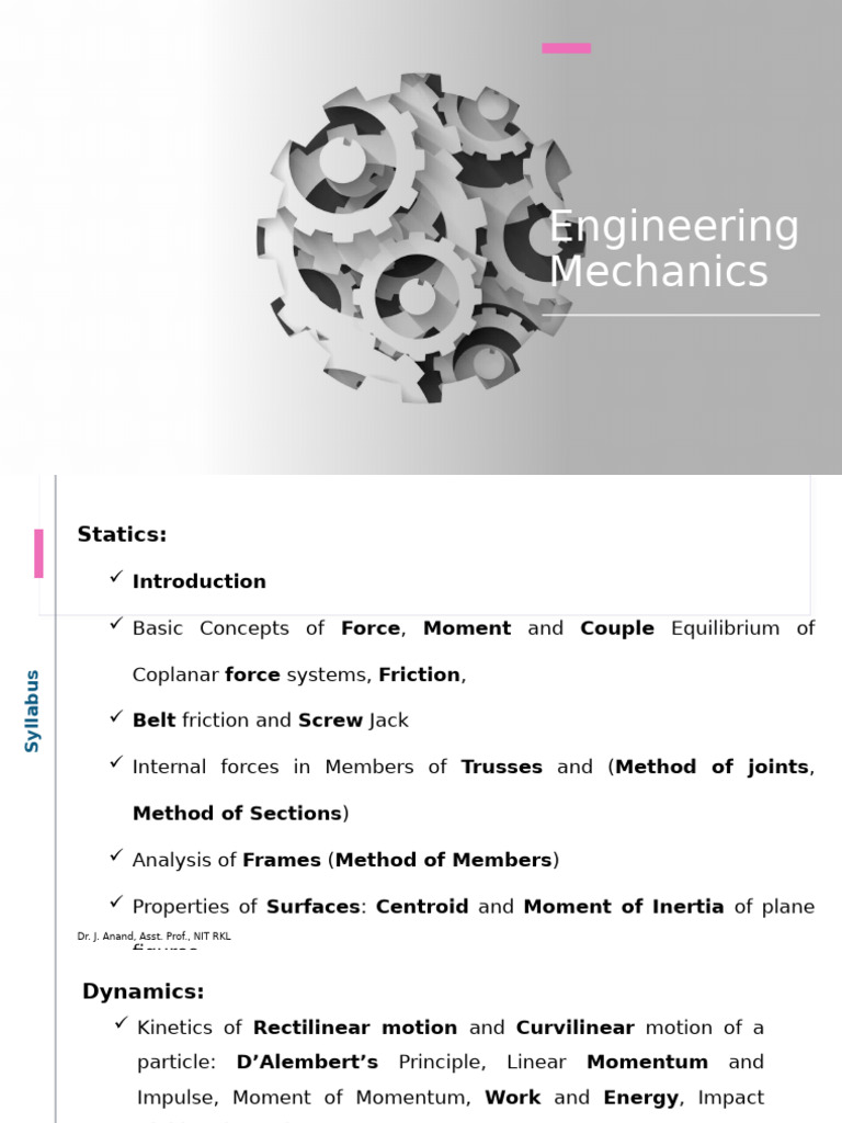 Engineering Mechanics Overview and Concepts | PDF | Force | Angular ...