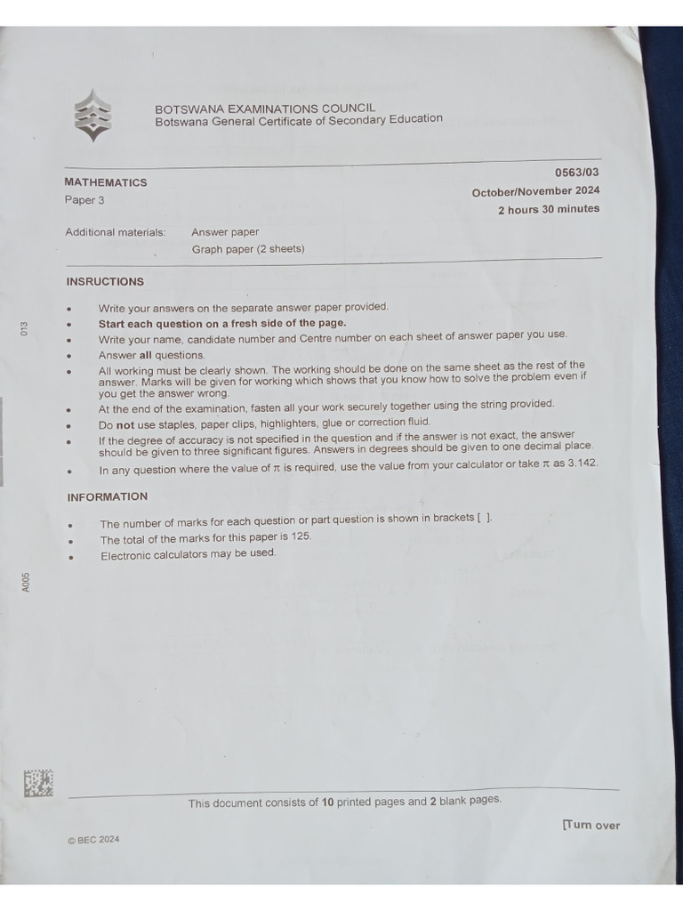 Maths Paper3 2024 | PDF