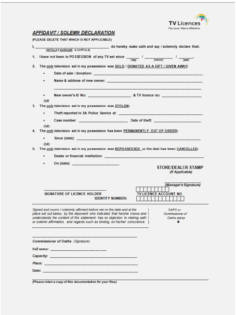 TV Lic Affidavit | PDF