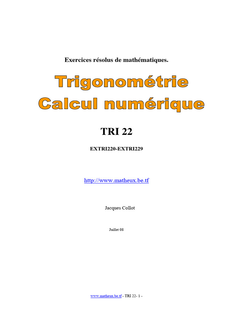 Exercices de mathématiques résolus | PDF | Triangle | Géométrie euclidienne