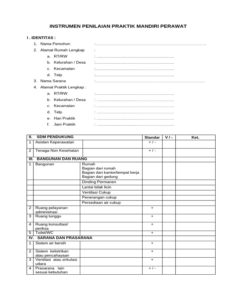 Instrumen Penilaian Praktik Mandiri Perawat | PDF