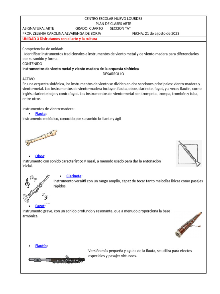 Instrumentos de Viento: Madera y Metal | PDF | Instrumentos de viento ...