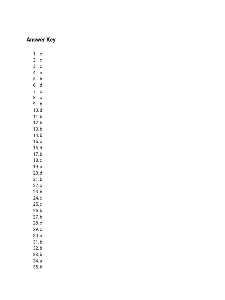 Answer Key for Quiz Questions | PDF