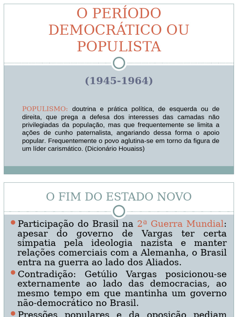 Período Democrático no Brasil (1945-1964) | PDF | Democracia ...