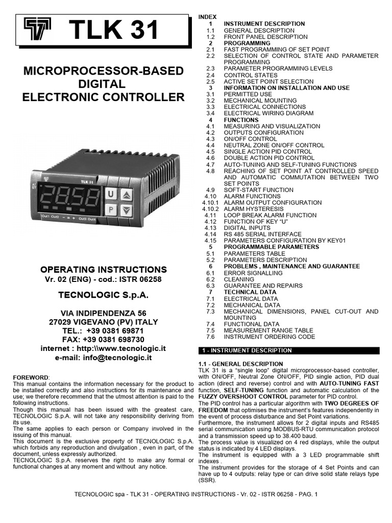 TLK 31 Digital Controller Manual | PDF | Parameter (Computer ...