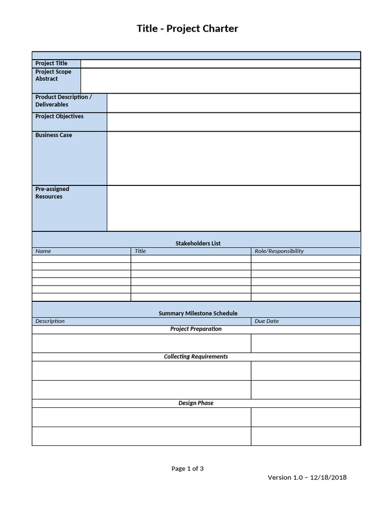 Project Charter Overview and Template | PDF