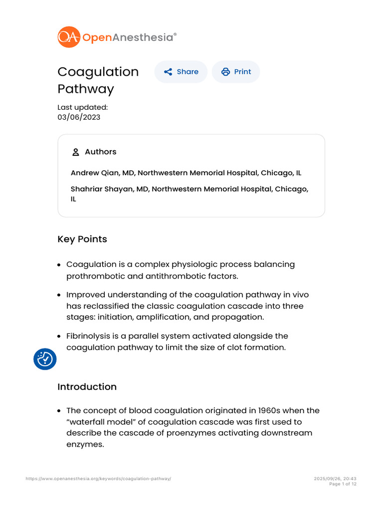 Understanding the Coagulation Pathway | PDF | Coagulation | Platelet
