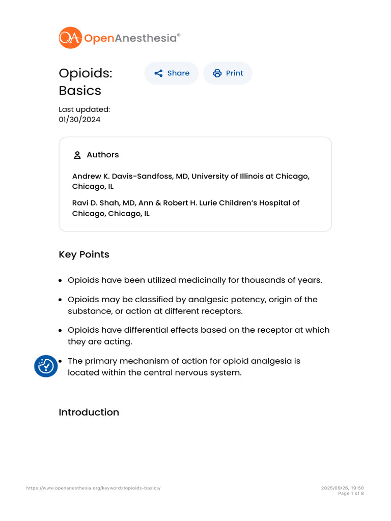 Opioids - Basics - OpenAnesthesia | PDF | Opioid | Morphine