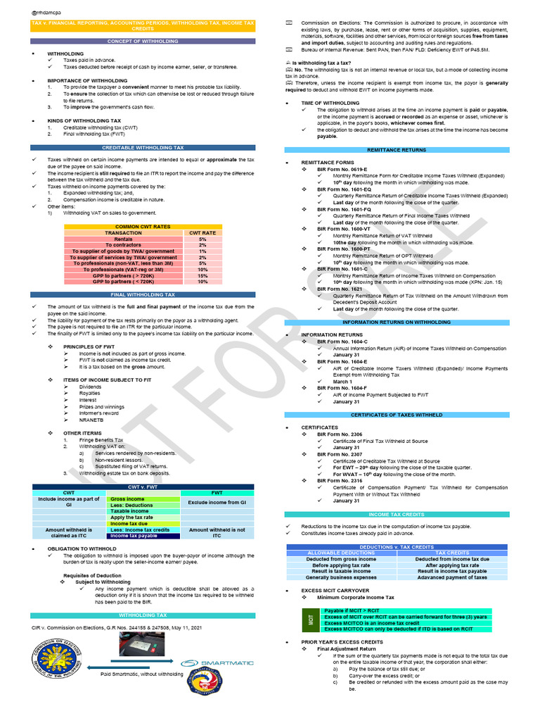 Withholding Tax: Types and Principles | PDF | Taxes | Income Tax