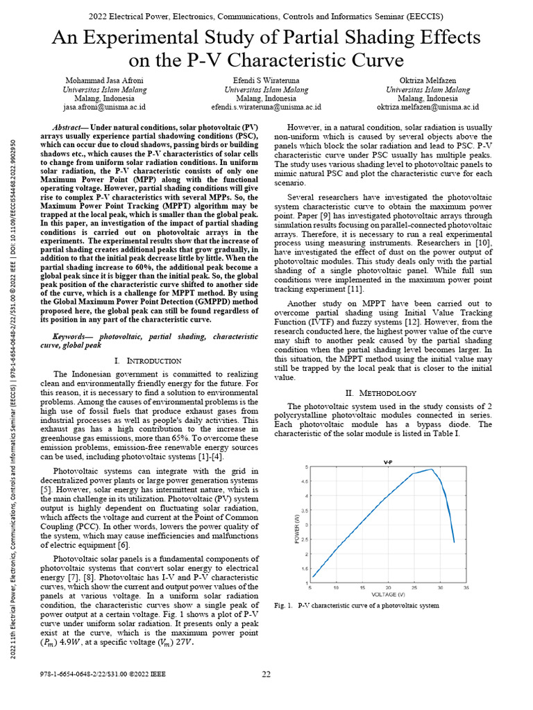 An Experimental Study of Partial Shading Effects On The P-V ...