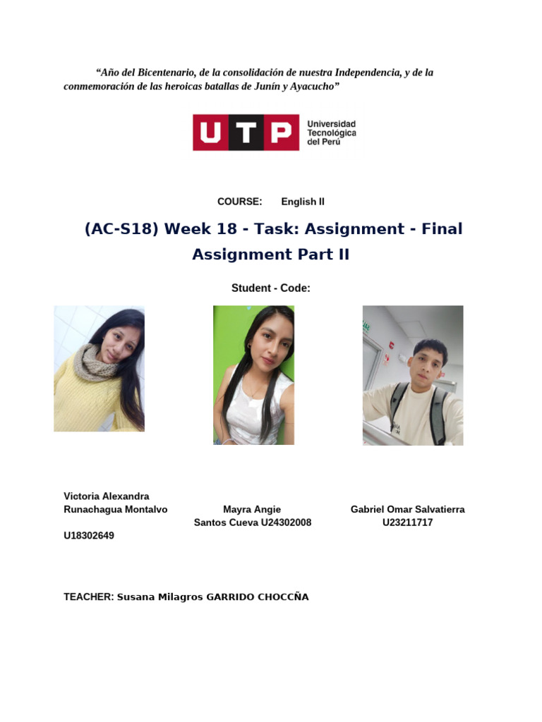 Week 18 - Task - Assignment - Final Assignment Part II | PDF