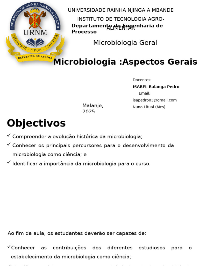 Micro Como Ciencia , Aula 1 | PDF | Microbiologia | Microrganismo