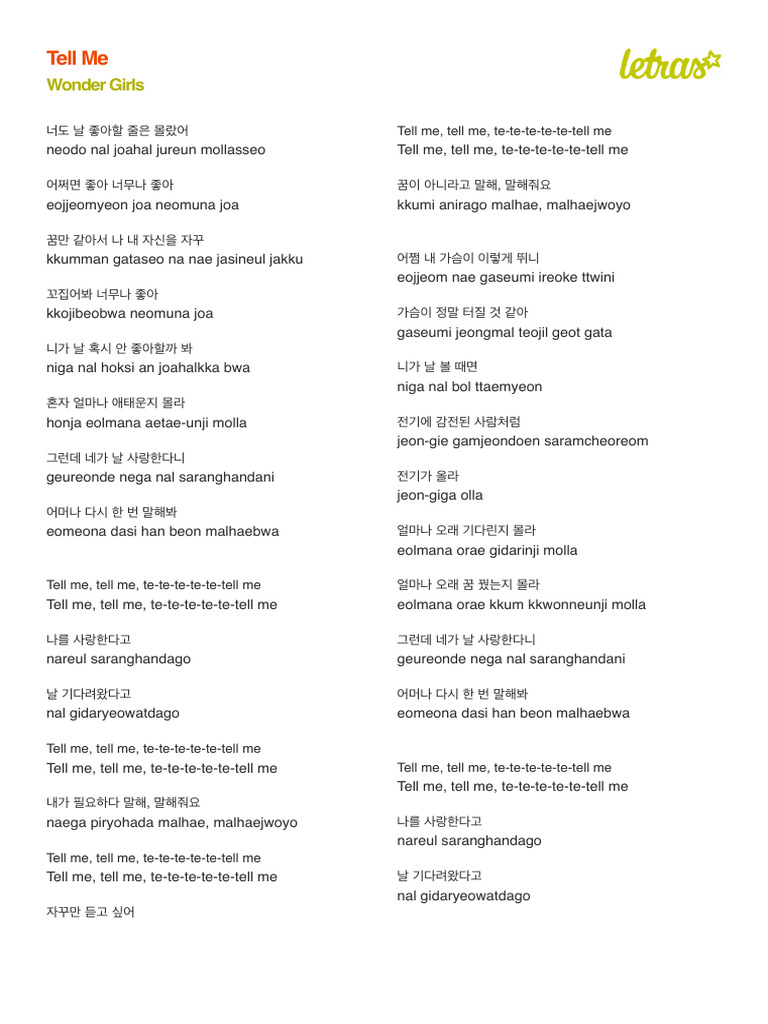 TELL ME - Wonder Girls (Impressão) | PDF