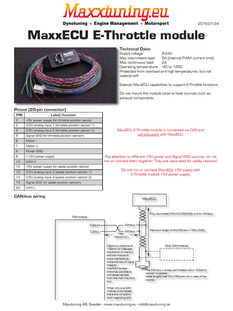 MaxxECU E-Throttle Control Guide | PDF | Throttle | Power Supply