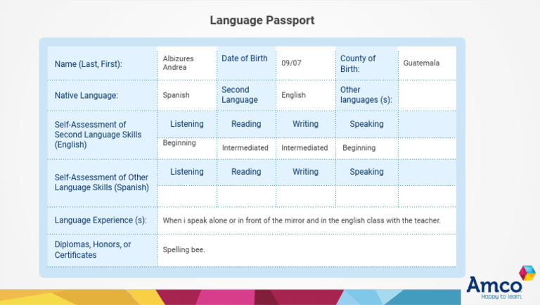 Language Skills Self-Assessment Form | PDF