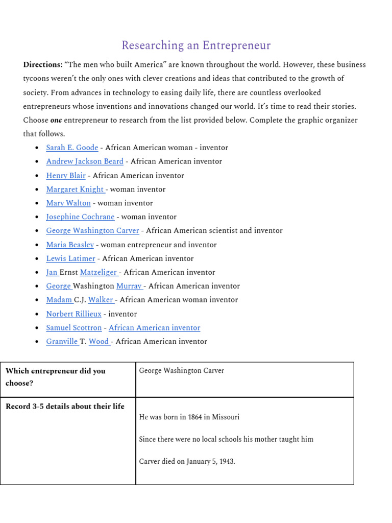 Copy of Researching an Entrepreneur | PDF | Agriculture