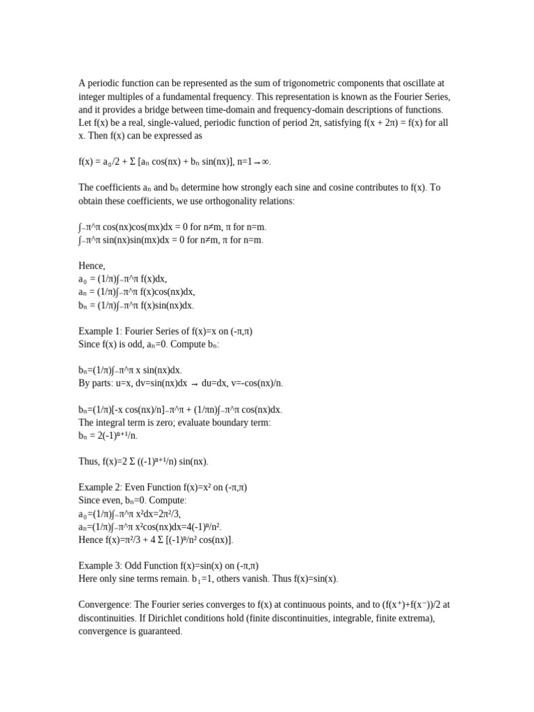 Fourier Series and Dirichlet Conditions | PDF | Fourier Series ...
