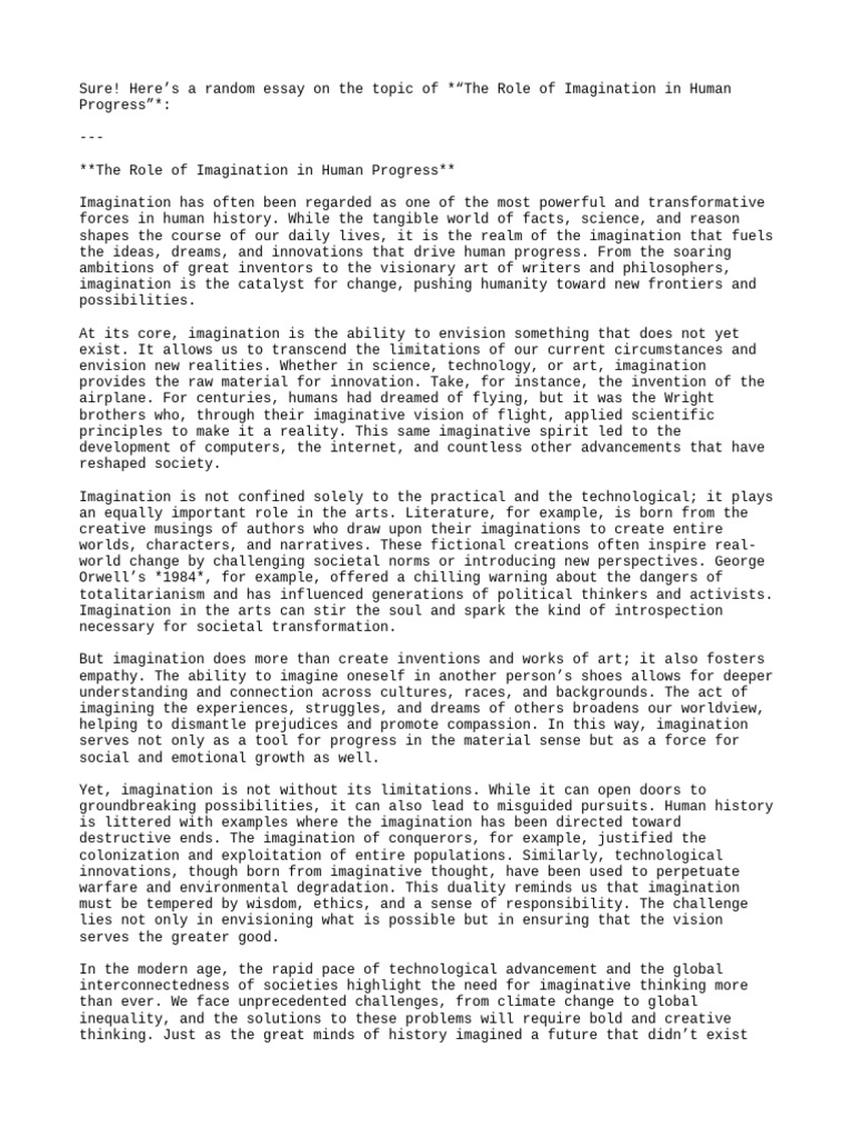 Imagination's Impact on Human Progress | PDF | Imagination | Invention