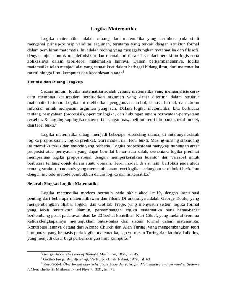 Pengenalan Logika Matematika dan Aplikasinya | PDF