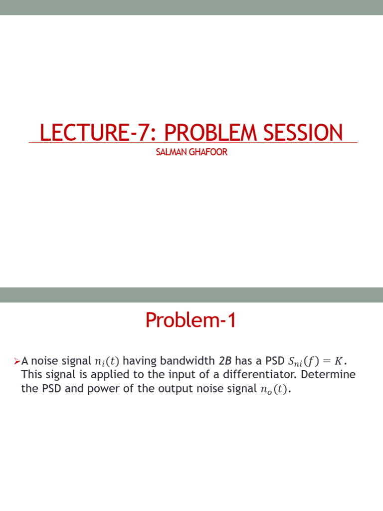 Lecture-7 Problem Session | PDF