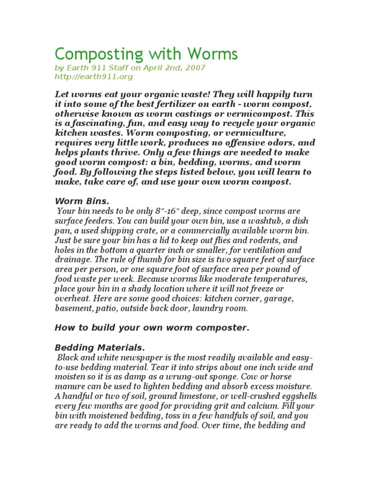 Composting With Worms | PDF | Compost | Natural Environment
