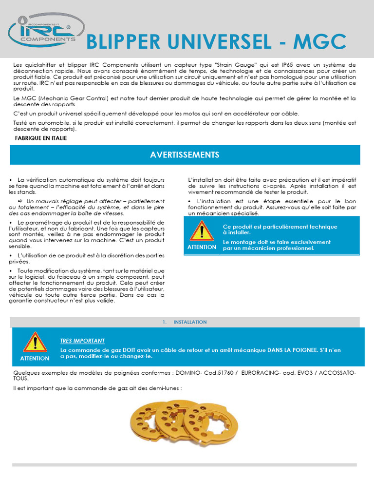 Installation du Blipper Universel MGC | PDF | Connectique | Allumage