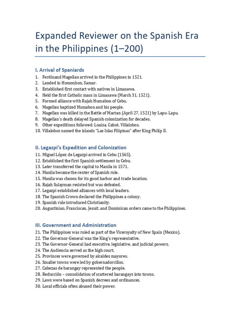 Spanish Era in the Philippines Overview | PDF | Philippines | Former ...