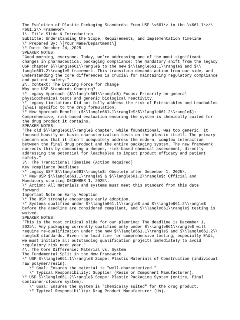 Transitioning to USP 661.1/661.2 Standards | PDF | Regulatory ...