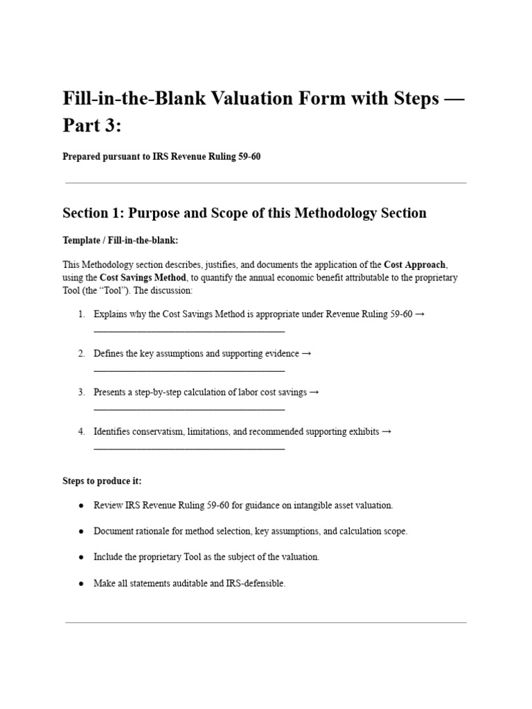 Fill-In-The-Blank Valuation Form With Steps - Part 3 | PDF | Valuation ...