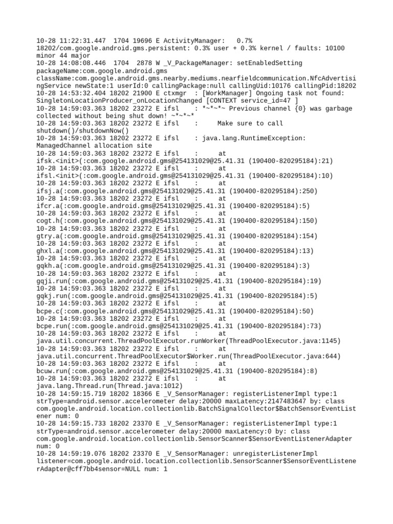 Google Play Services Error Log Analysis | PDF | Operating System ...
