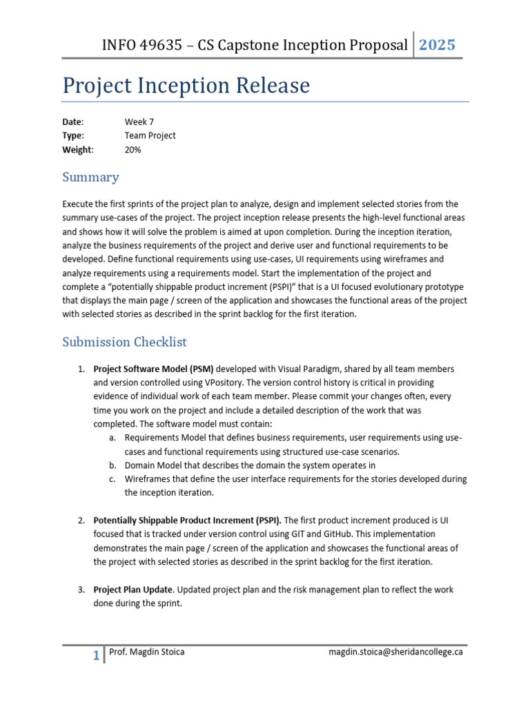 Project Inception Release | PDF | Use Case | User Interface