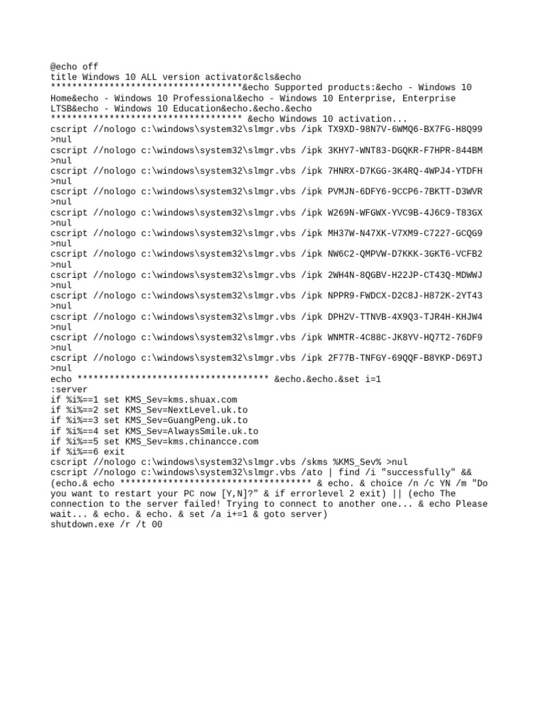 Windows 10 Activator Script Guide | PDF