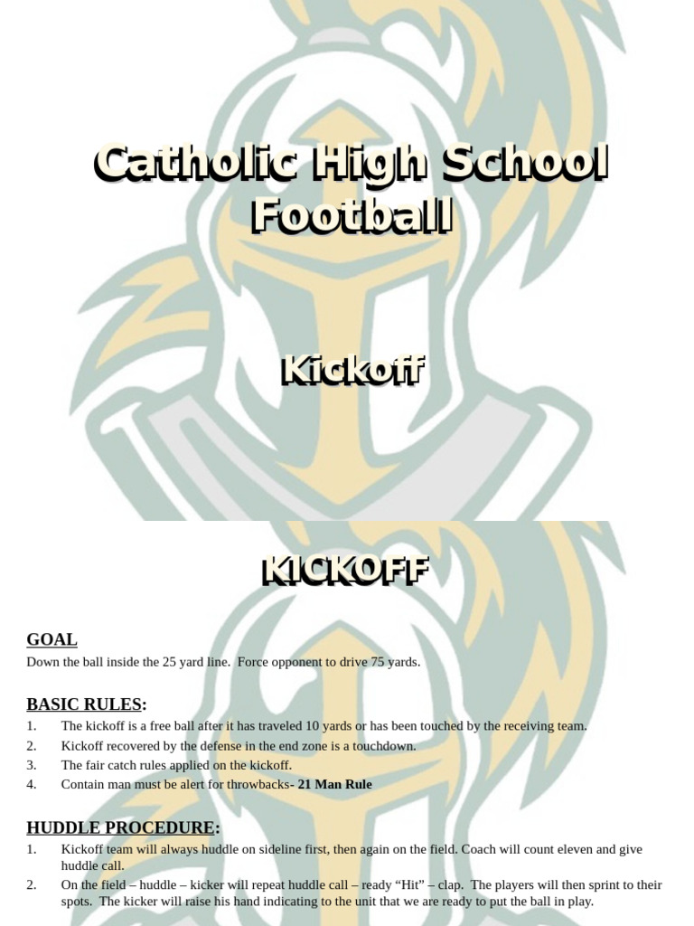 Catholic High School Football Kickoff Guide | PDF | Football Codes ...