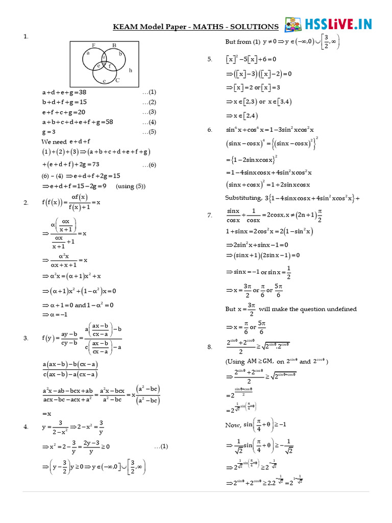 KEAM Maths Model Paper Solutions | PDF | Euclid | Classical Geometry
