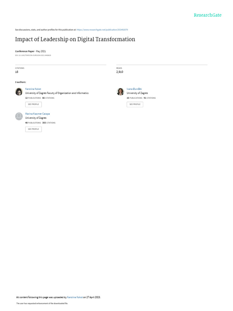Leadership's Role in Digital Transformation | PDF | Leadership ...