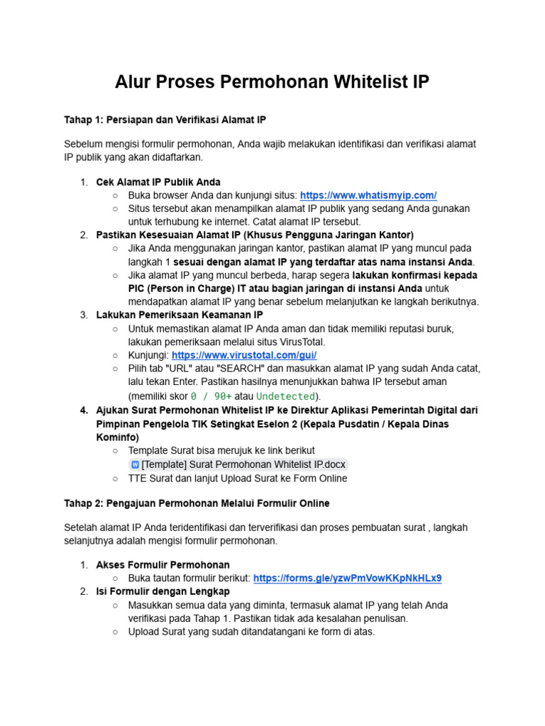 Panduan Permohonan Whitelist IP | PDF