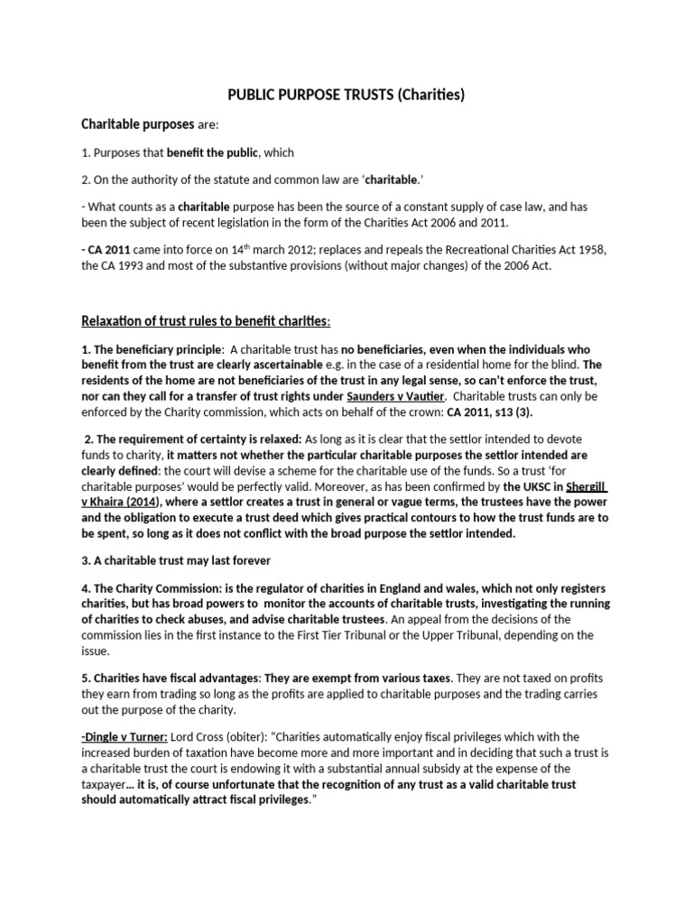 Public Purpose Trusts (Edited)-1 | PDF | Charitable Organization