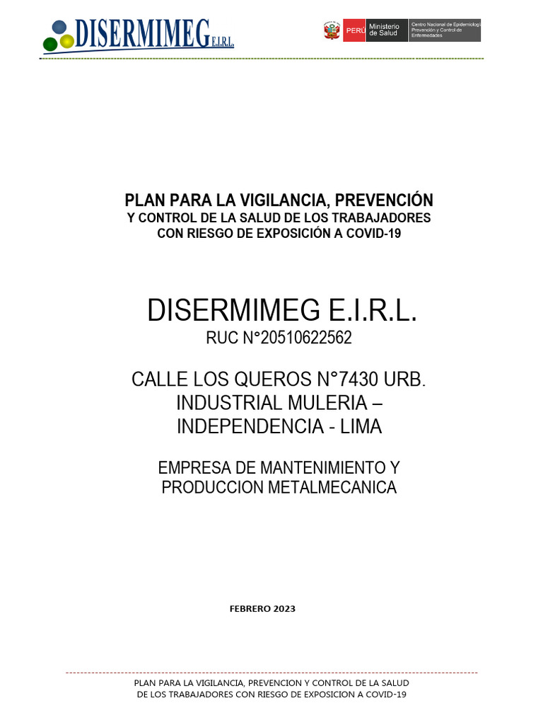 Plan de Salud Laboral COVID-19 2023 | PDF | Lavado de manos
