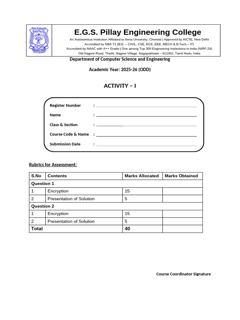 1902CS702 - CNS - Activity Front Page | PDF | Security Engineering ...