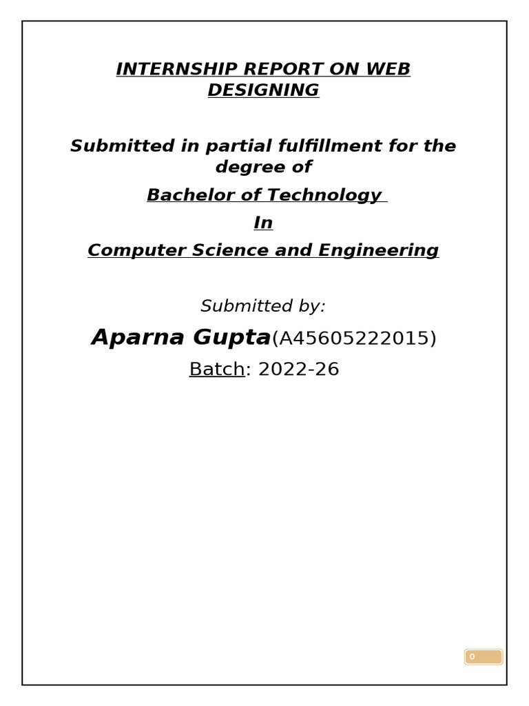 Web Designing Internship Report | PDF | Web Design | World Wide Web
