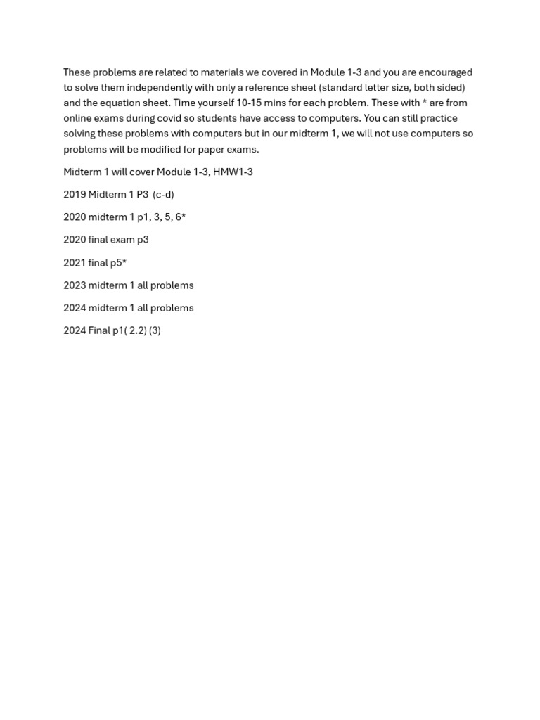 Practice+Problem+From+Old+Exams+for+Midterm+1 2025F | PDF