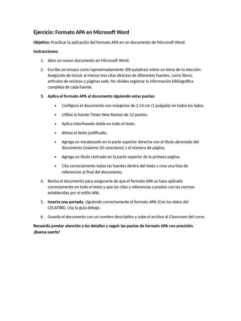 Ejercicio para Normas APA 2.0 | PDF