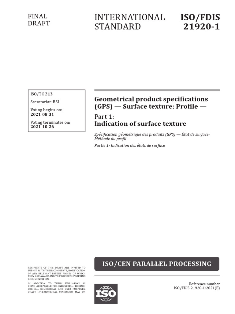 ISO 21920-1:2021 Surface Texture Standard | PDF | International ...